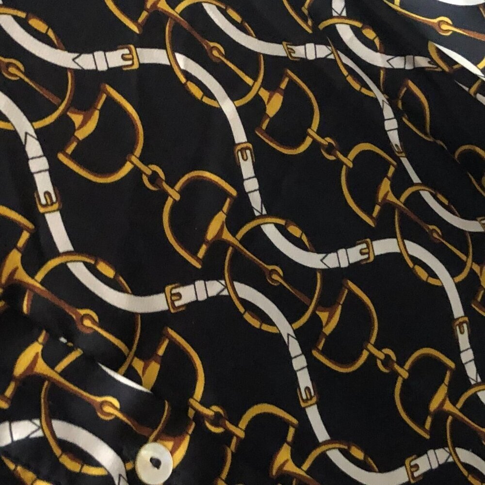 ZARA Equestrian Drop Waist Dress Top Women's size S Black Gold Horse Bit NEW - Picture 6 of 11